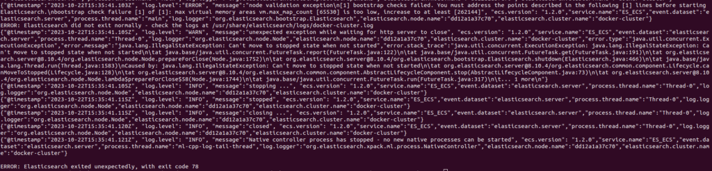 Erro ao rodar o comando docker run com a imagem do Elastic Search