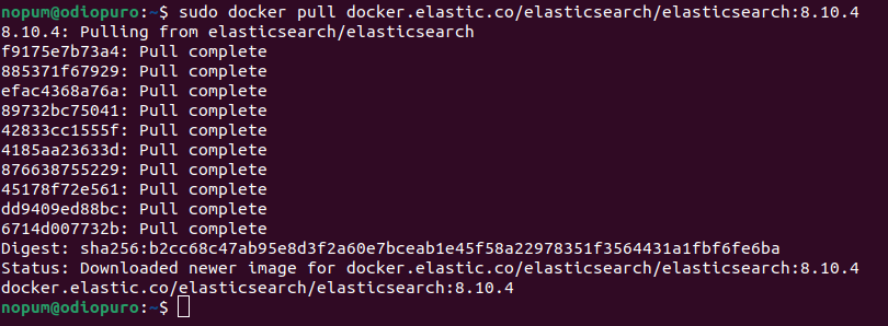 Docker Pull na imagem do Elastic Search